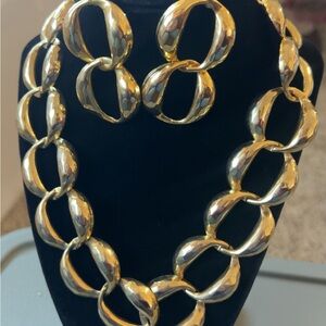 Elegant Gold Chain Necklace and Earring Set